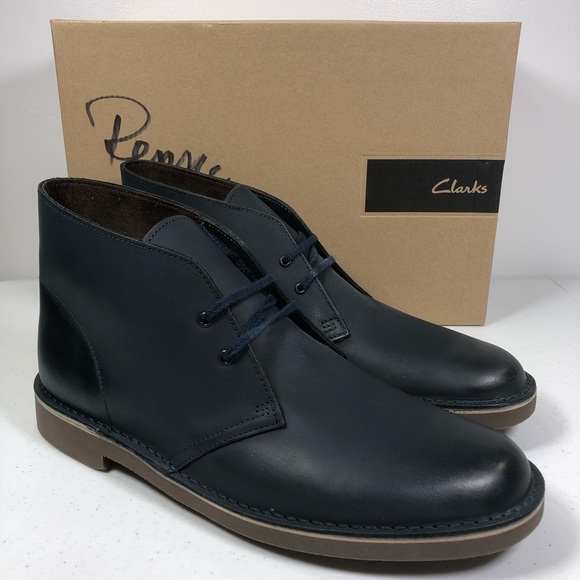 clarks navy leather